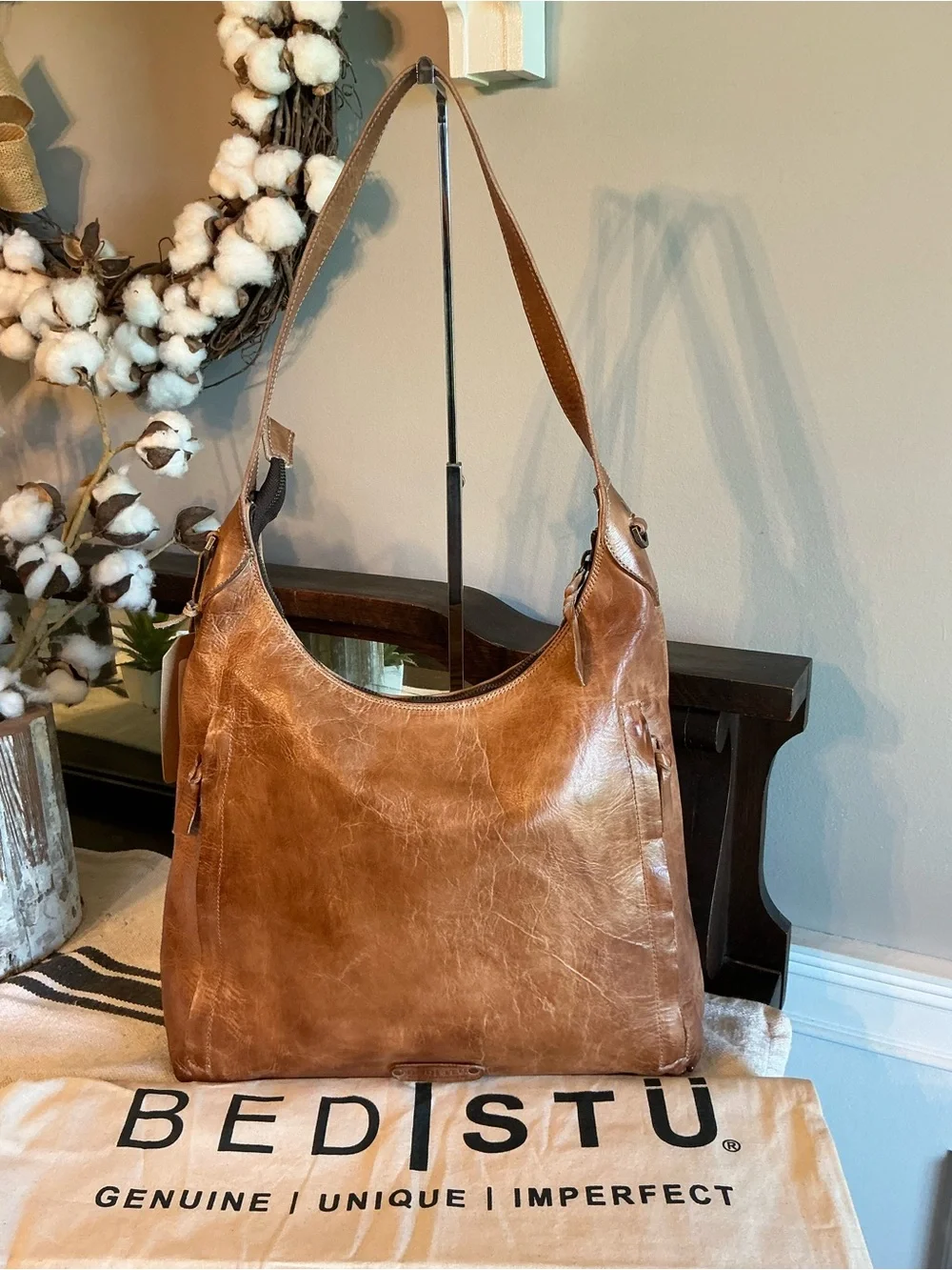 NWT Bed Stu Leather Dallas LTC Hobo Shoulder Bag Tan Rustic MSRP $325